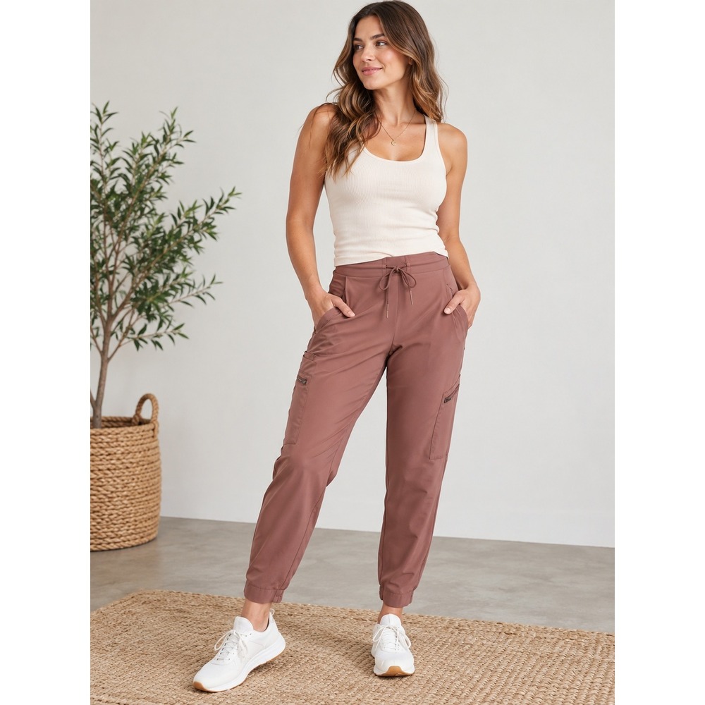 Athleta Venture Cargo Jogger Pants Womens 10 Hearth Rose Hiking Travel Utility
